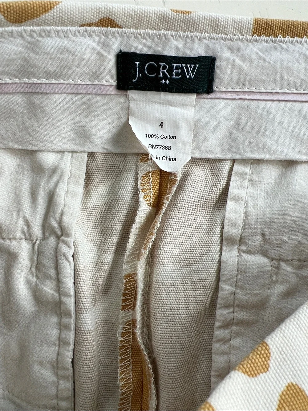 J. Crew Cotton Off White with Allover Print Mini Skirt with Pockets Size 4